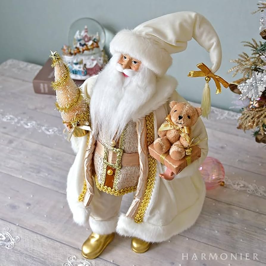 Amazon | サンタクロースフィギュアホワイト/ツリー＆ベアー47cm